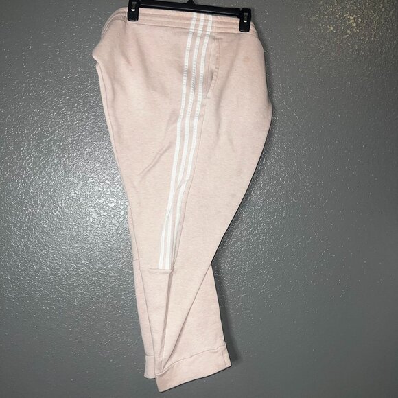 Adidas 3-Stripes Cropped Sweatpants Women’s 2XL – Light Pink Athletic Joggers - Picture 1 of 6
